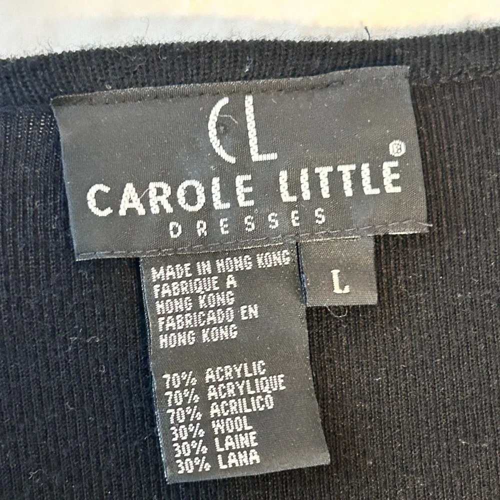 Carole Little Vintage Knit Sweater Dress Size L Beaded Embroidered Whimsigoth